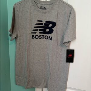 Boys New Balance Gray and Navy Boston Tee